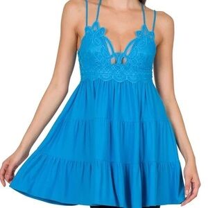 Viral TikTok Zenana Blue Lace Tiered Dress/Top